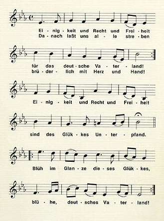 Grafik: Notenblatt der Nationalhymne