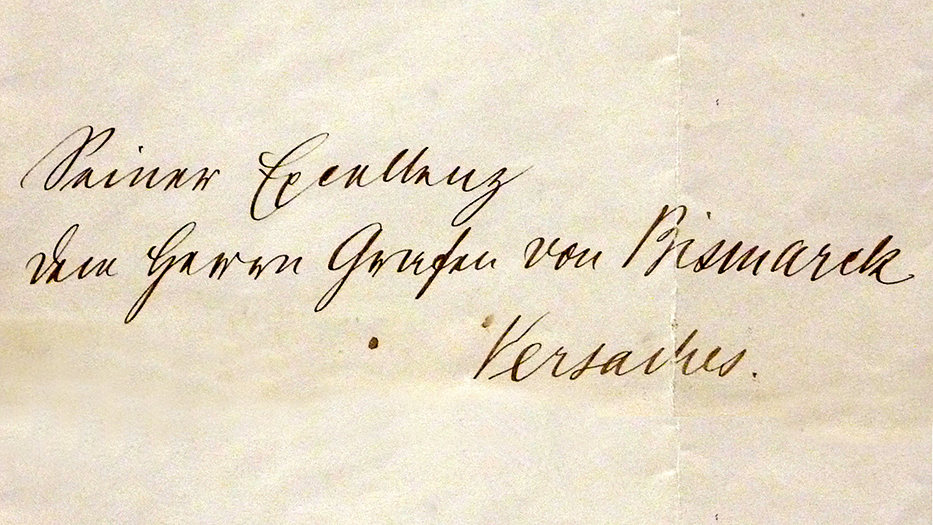 Briefanschrift von Bismarck